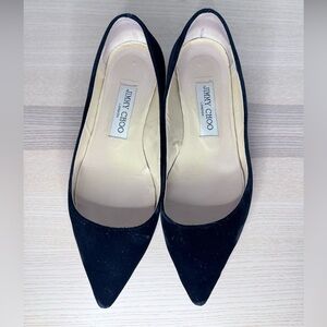 Jimmy Choo Black Velvet Pointed Ballet Flat